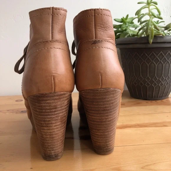 Lucky Brand Norice cognac Leather Wedge Ankle Boot - Picture 7 of 9